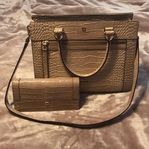 Kate Spade Nude crocodile style bag w/wallet
